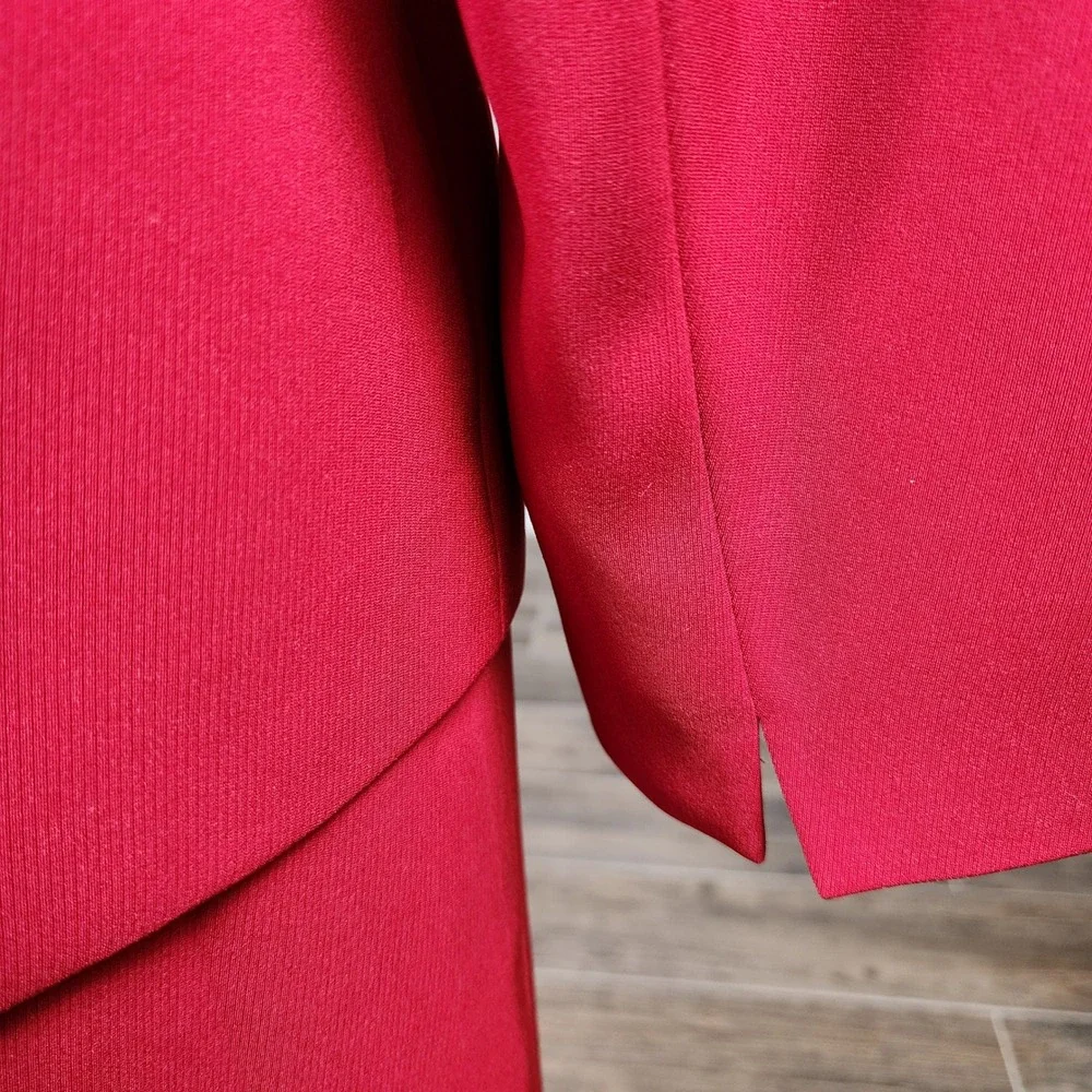 Kasper ASL 2pc Blazer + Skirt Suit Set Womens 10P Red Business Career Officecore